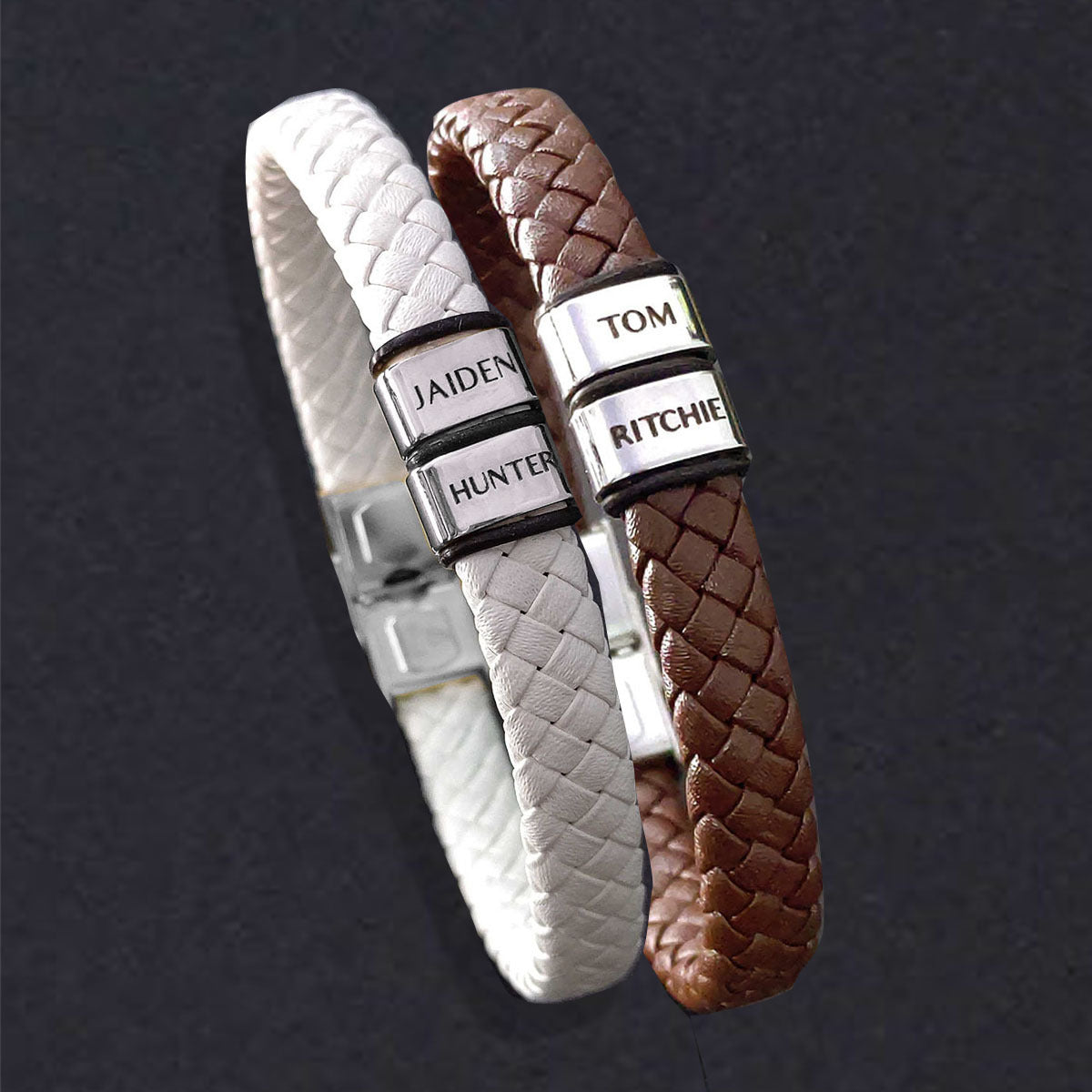 BUY ONE GET ONE Personalised Leather Bracelet First 2 Charms FREE | Belle Fever Personalised Jewellery