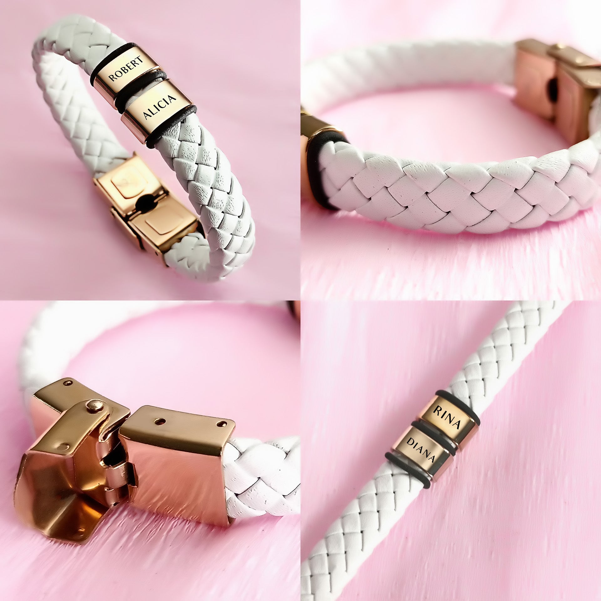 BUY ONE GET ONE Personalised Leather Bracelet First 2 Charms FREE | Belle Fever Personalised Jewellery