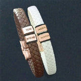 BUY ONE GET ONE Personalised Leather Bracelet First 2 Charms FREE | Belle Fever Personalised Jewellery