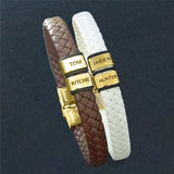 BUY ONE GET ONE Personalised Leather Bracelet First 2 Charms FREE | Belle Fever Personalised Jewellery