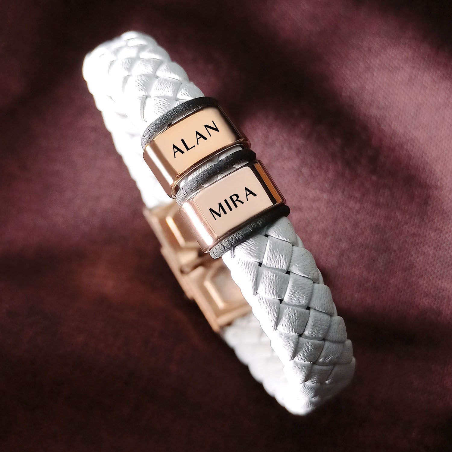 BUY ONE GET ONE Personalised Leather Bracelet First 2 Charms FREE | Belle Fever Personalised Jewellery