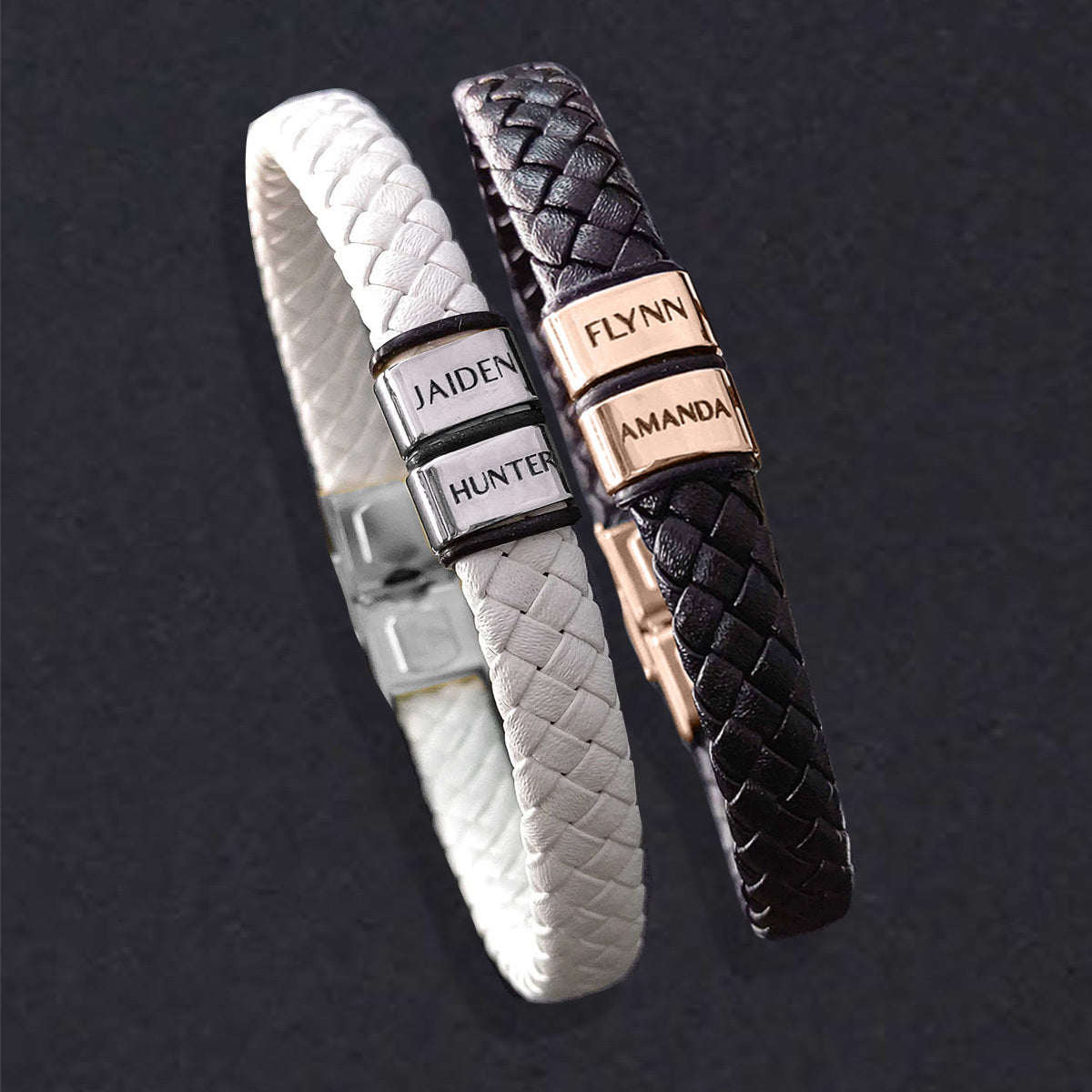 BUY ONE GET ONE Personalised Leather Bracelet First 2 Charms FREE | Belle Fever Personalised Jewellery
