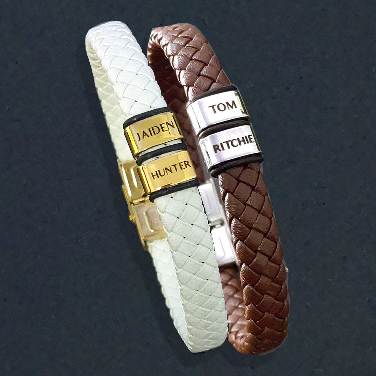 BUY ONE GET ONE Personalised Leather Bracelet First 2 Charms FREE | Belle Fever Personalised Jewellery