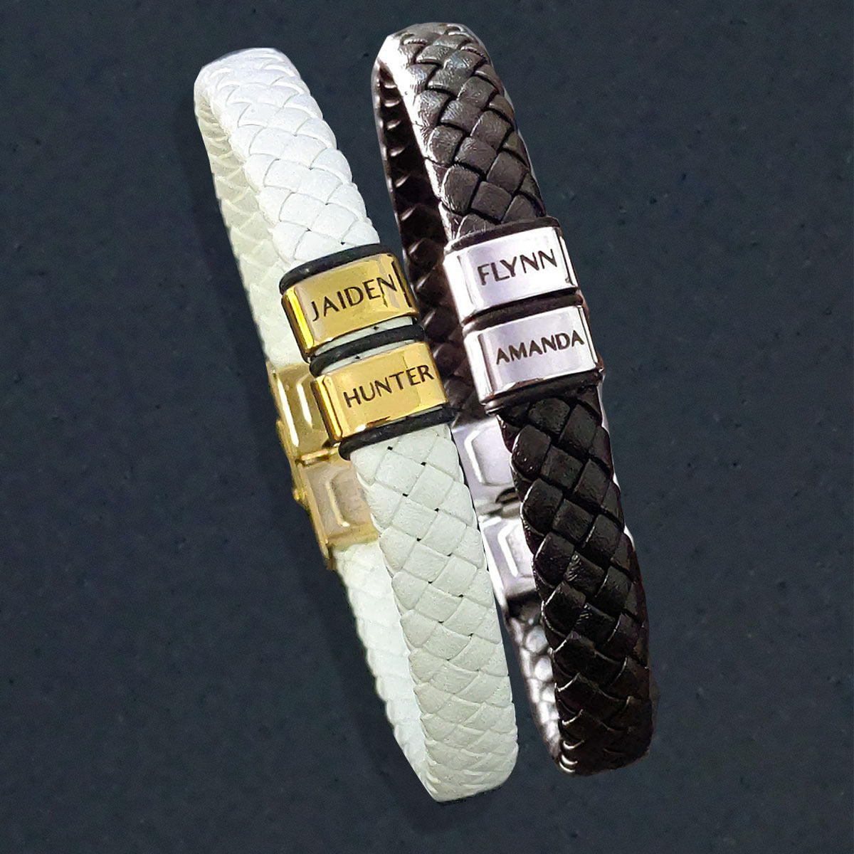 BUY ONE GET ONE Personalised Leather Bracelet First 2 Charms FREE | Belle Fever Personalised Jewellery