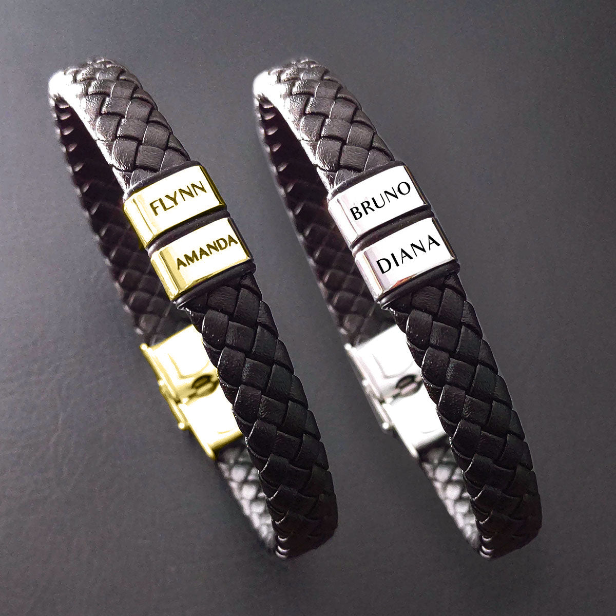 BUY ONE GET ONE Personalised Leather Bracelet First 2 Charms FREE | Belle Fever Personalised Jewellery