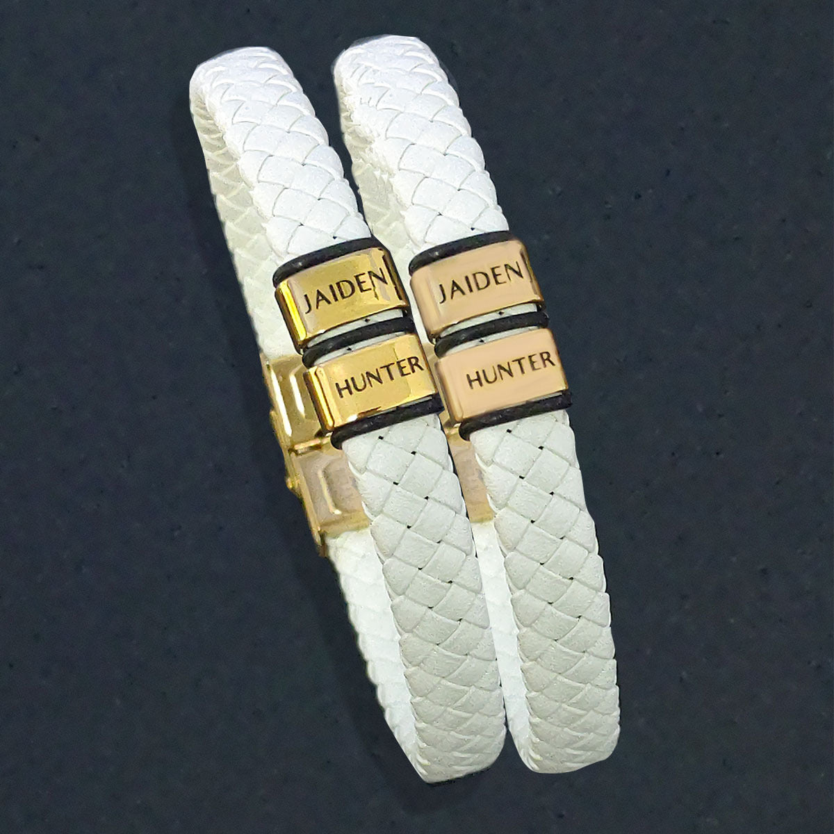 BUY ONE GET ONE Personalised Leather Bracelet First 2 Charms FREE | Belle Fever Personalised Jewellery