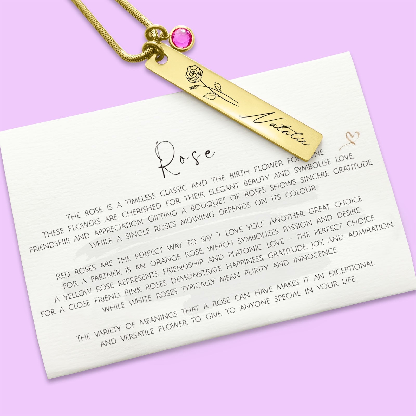 Birth Flower & Birthstone Personalised Necklace - ARTI by Belle Fever