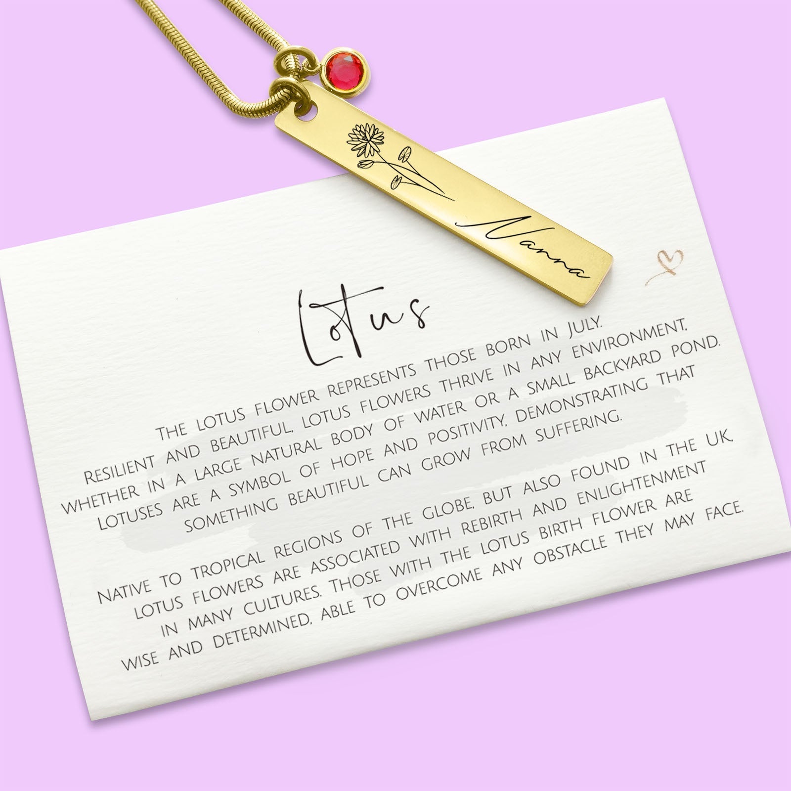 Birth Flower & Birthstone Personalised Necklace - ARTI by Belle Fever
