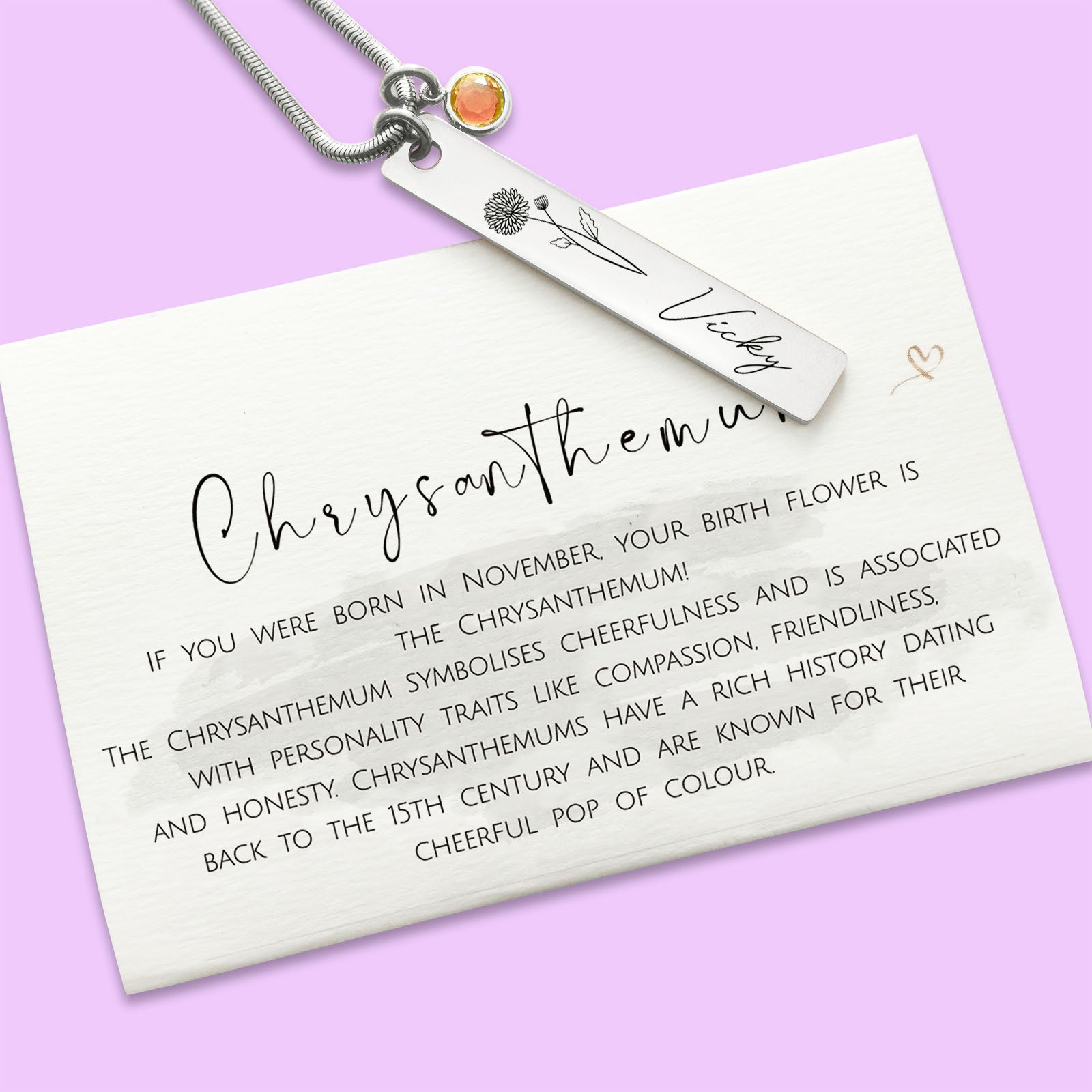 Birth Flower & Birthstone Personalised Necklace - ARTI by Belle Fever