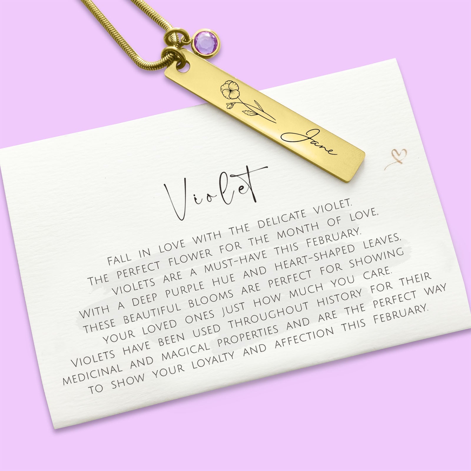 Birth Flower & Birthstone Personalised Necklace - ARTI by Belle Fever