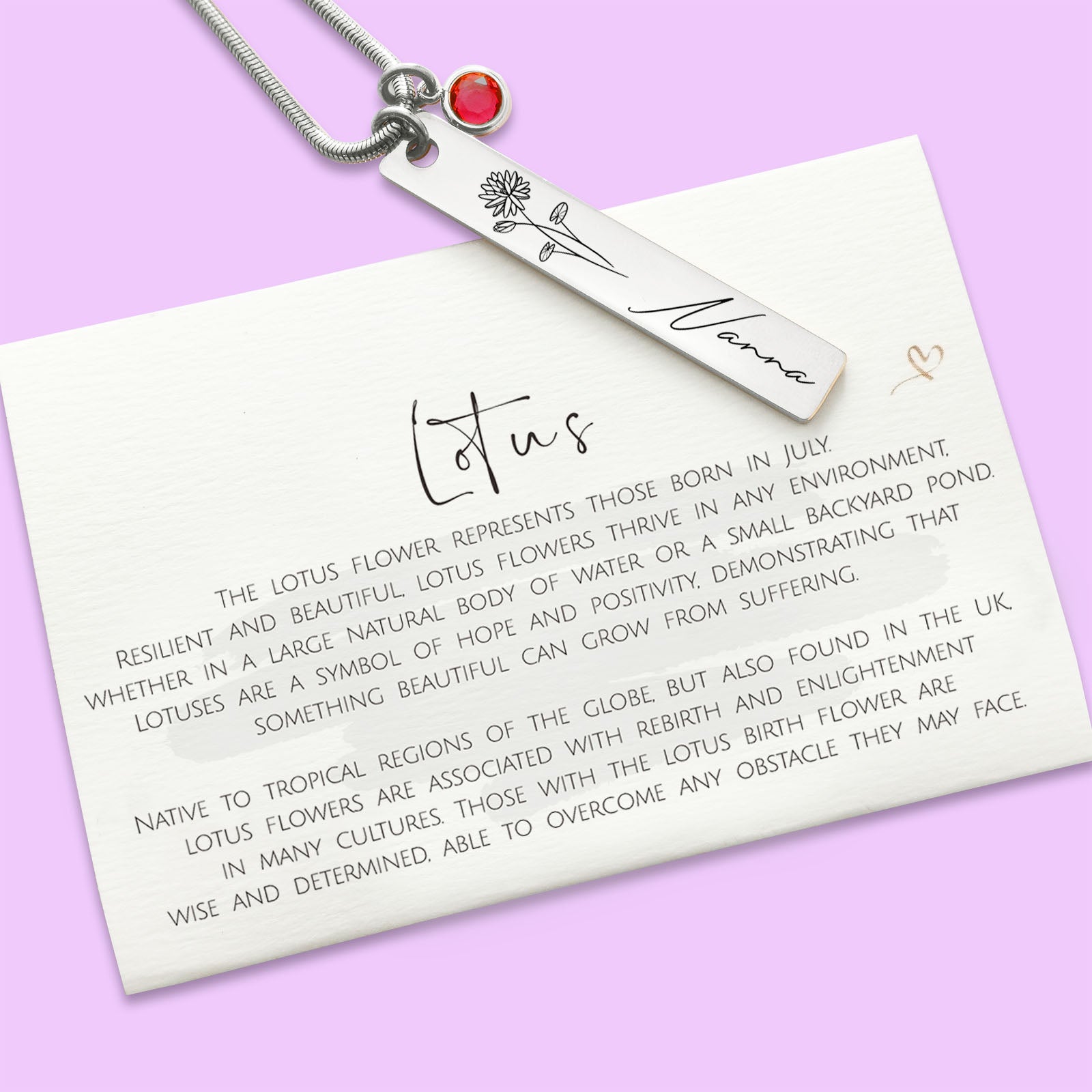 Birth Flower & Birthstone Personalised Necklace - ARTI by Belle Fever