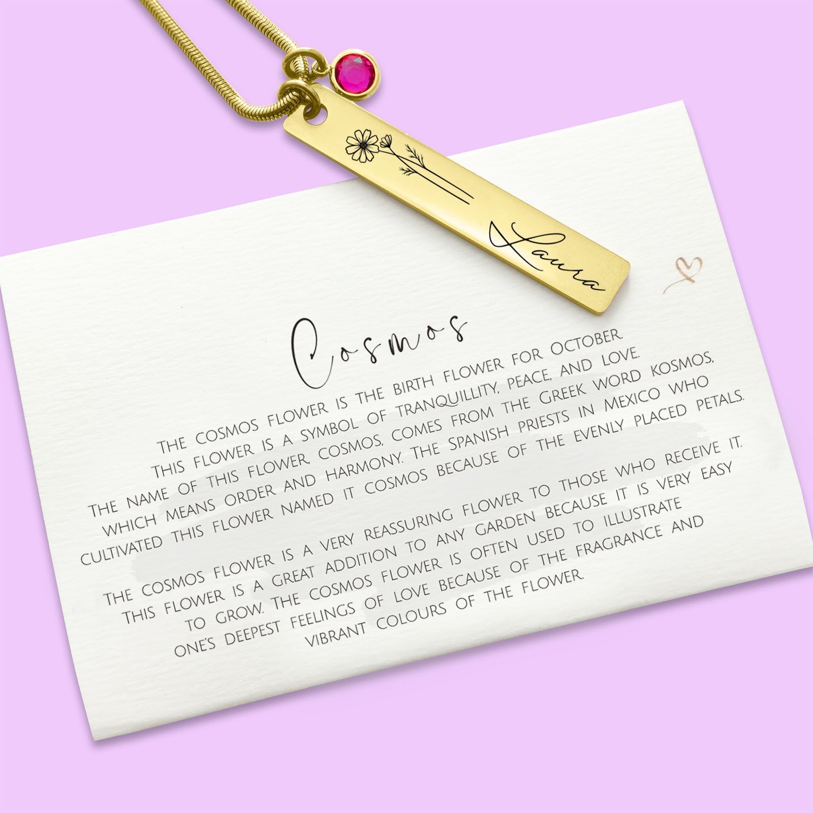 Birth Flower & Birthstone Personalised Necklace - ARTI by Belle Fever