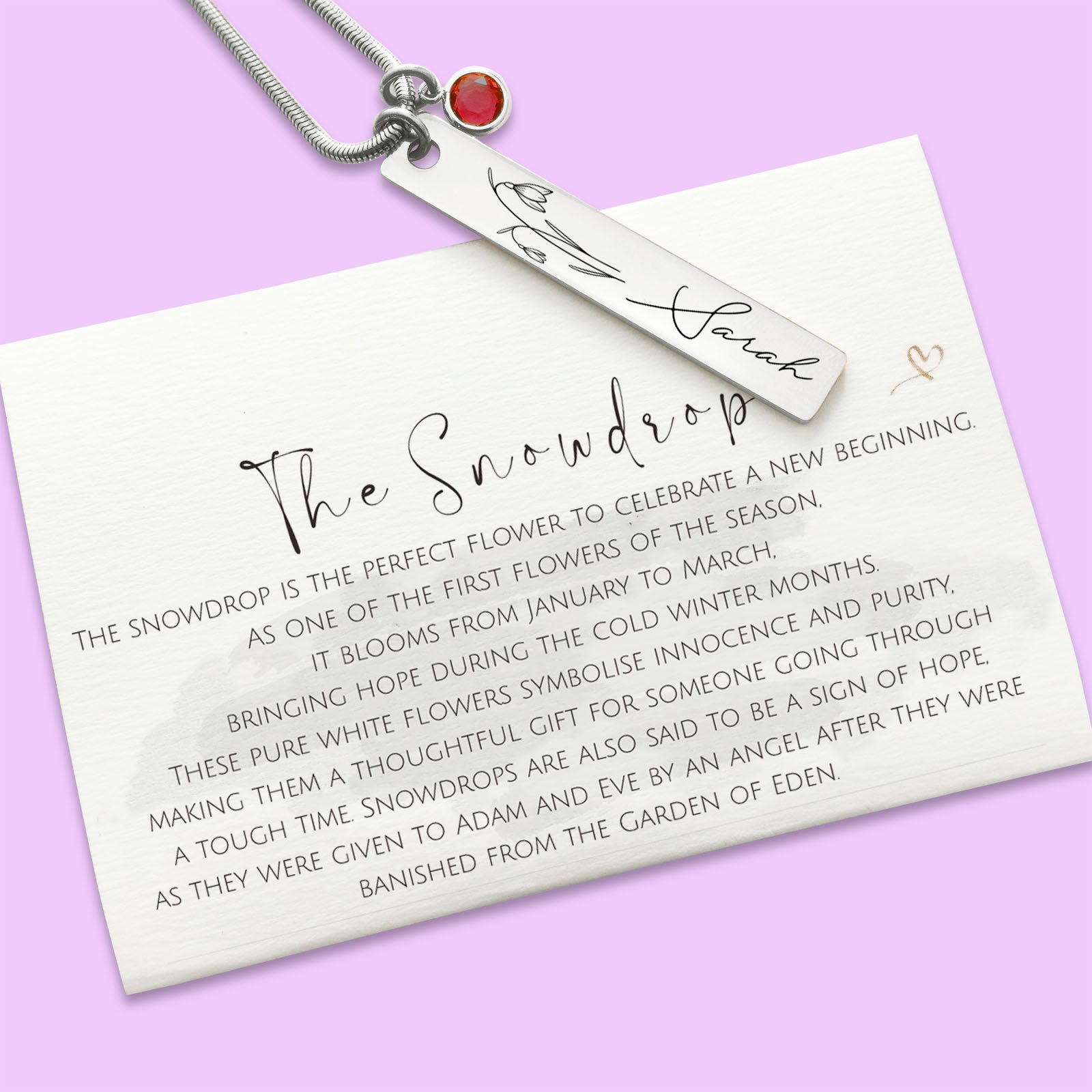 Birth Flower & Birthstone Personalised Necklace - ARTI by Belle Fever