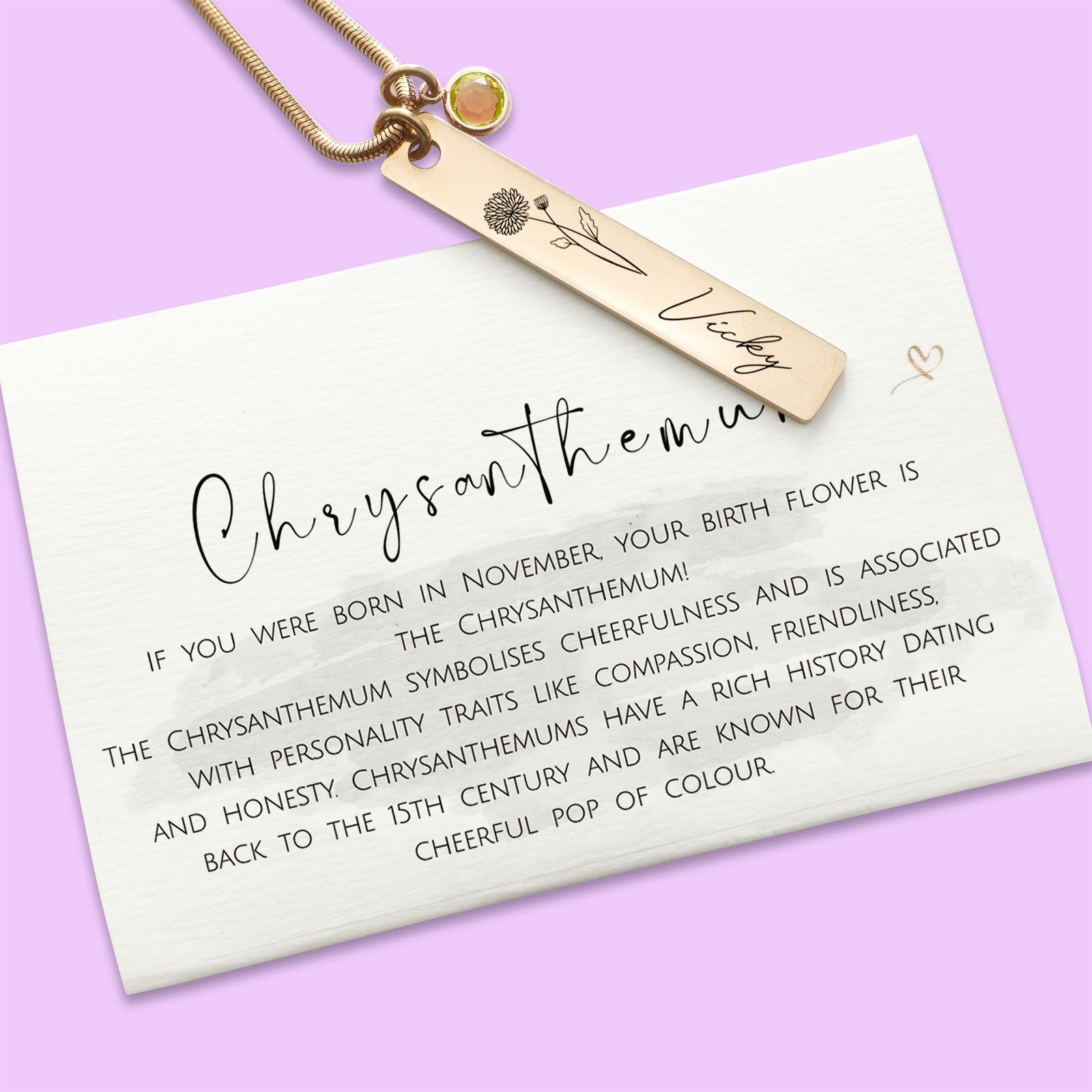 Birth Flower & Birthstone Personalised Necklace - ARTI by Belle Fever
