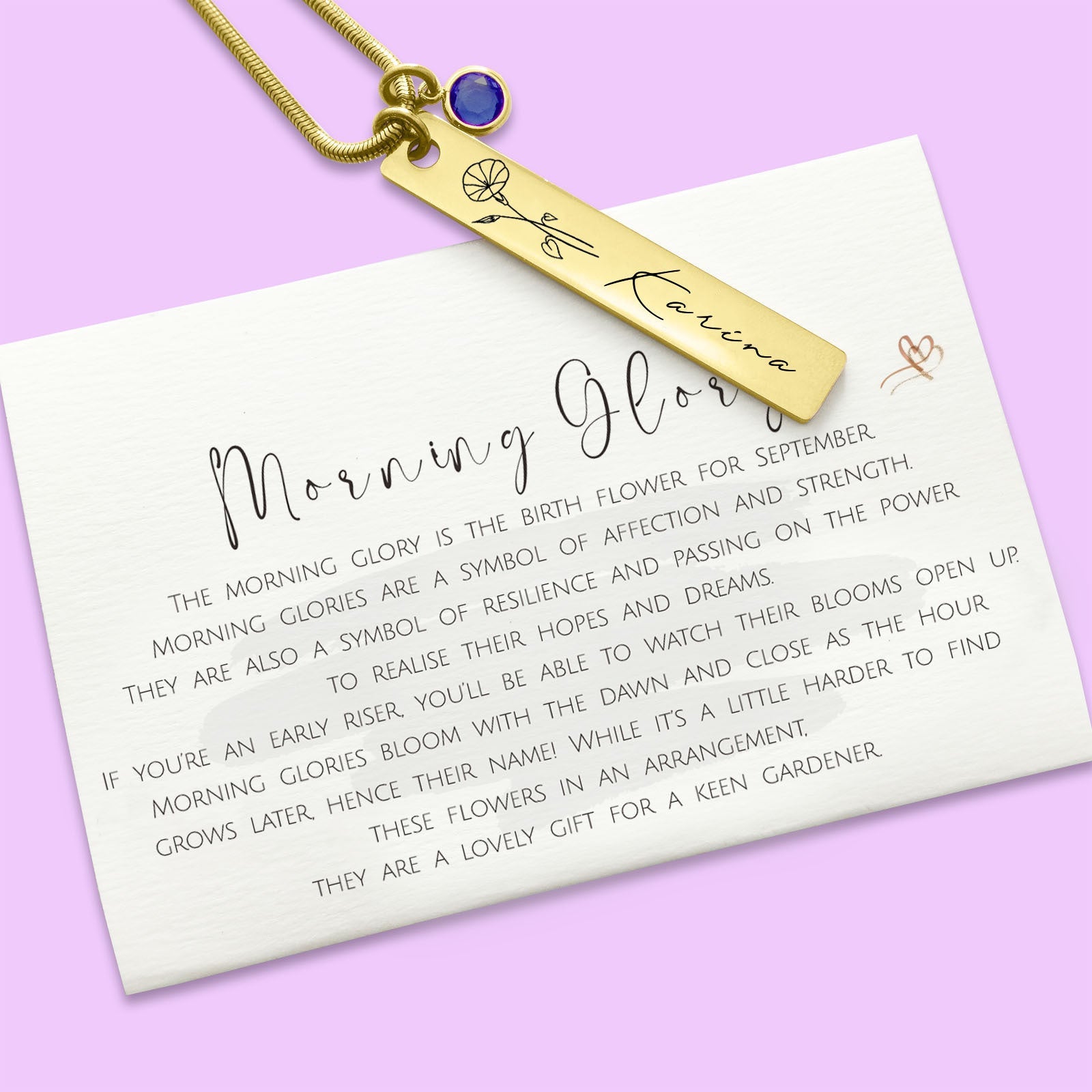 Birth Flower & Birthstone Personalised Necklace - ARTI by Belle Fever