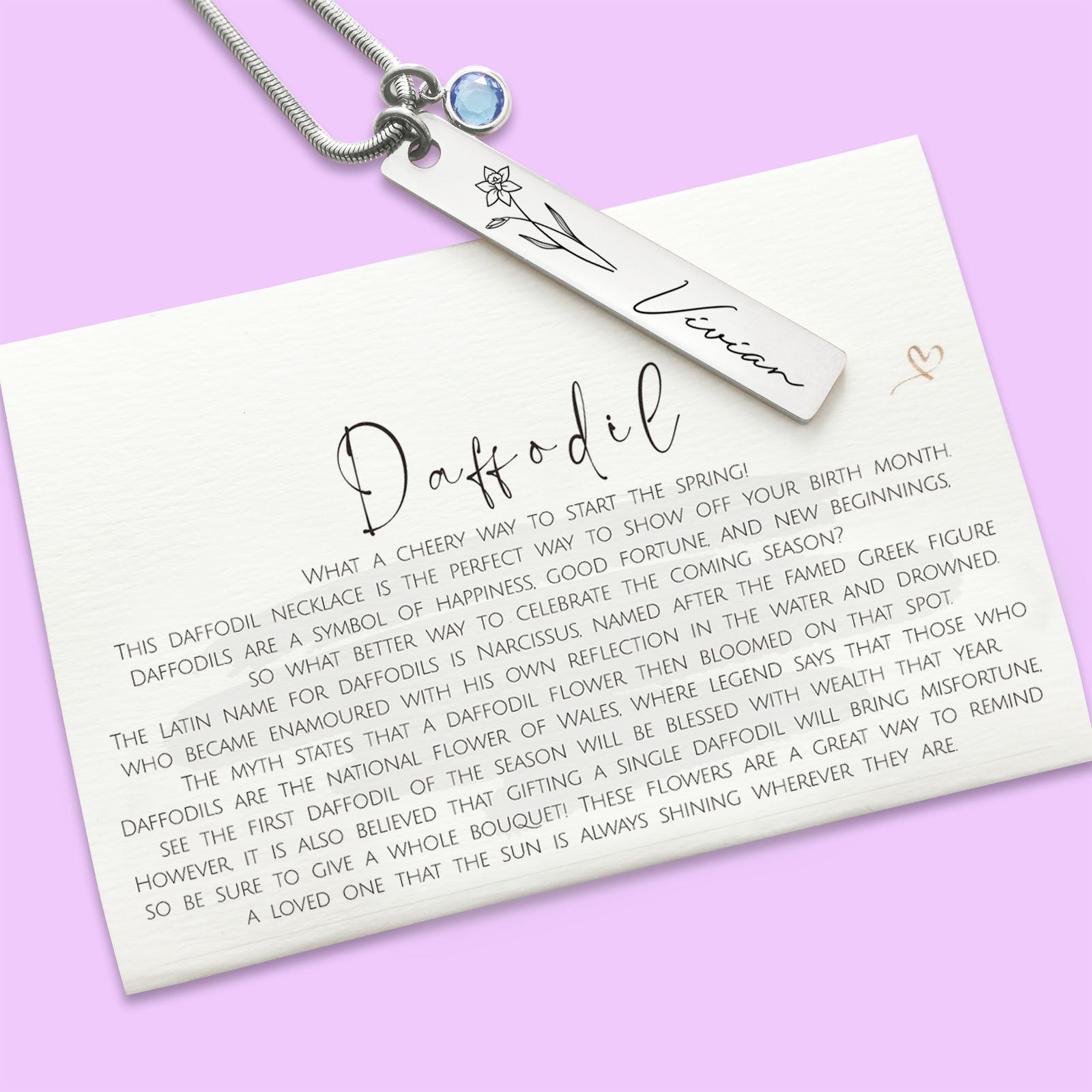 Birth Flower & Birthstone Personalised Necklace - ARTI by Belle Fever