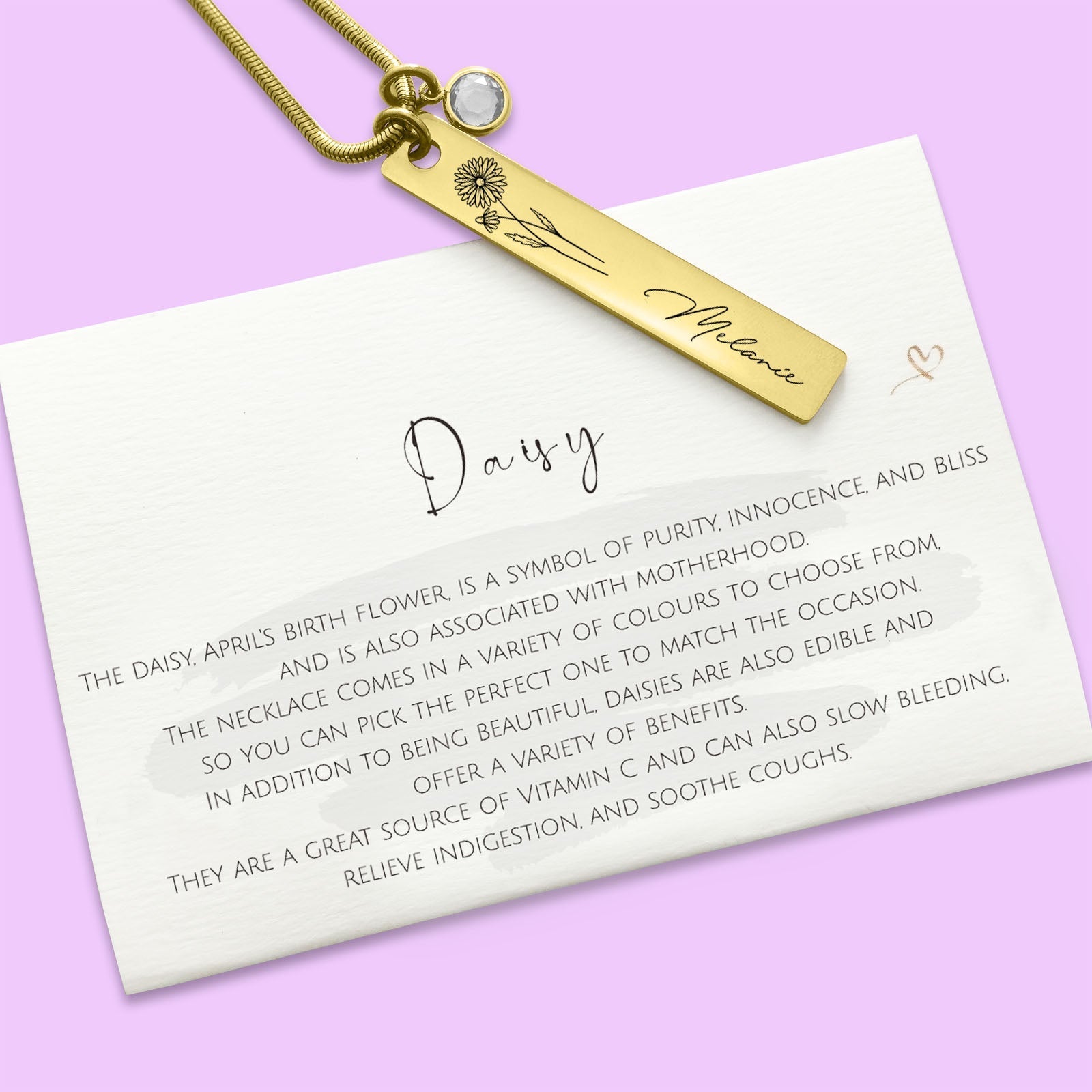 Birth Flower & Birthstone Personalised Necklace - ARTI by Belle Fever