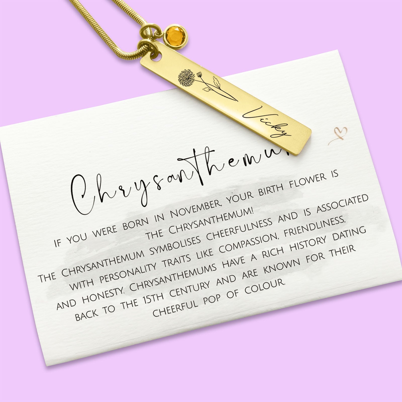 Birth Flower & Birthstone Personalised Necklace - ARTI by Belle Fever