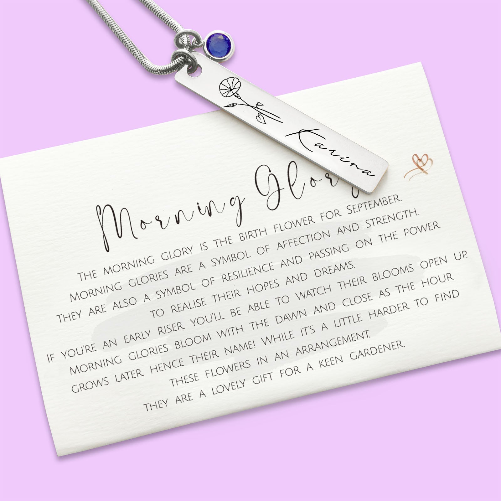 Birth Flower & Birthstone Personalised Necklace - ARTI by Belle Fever