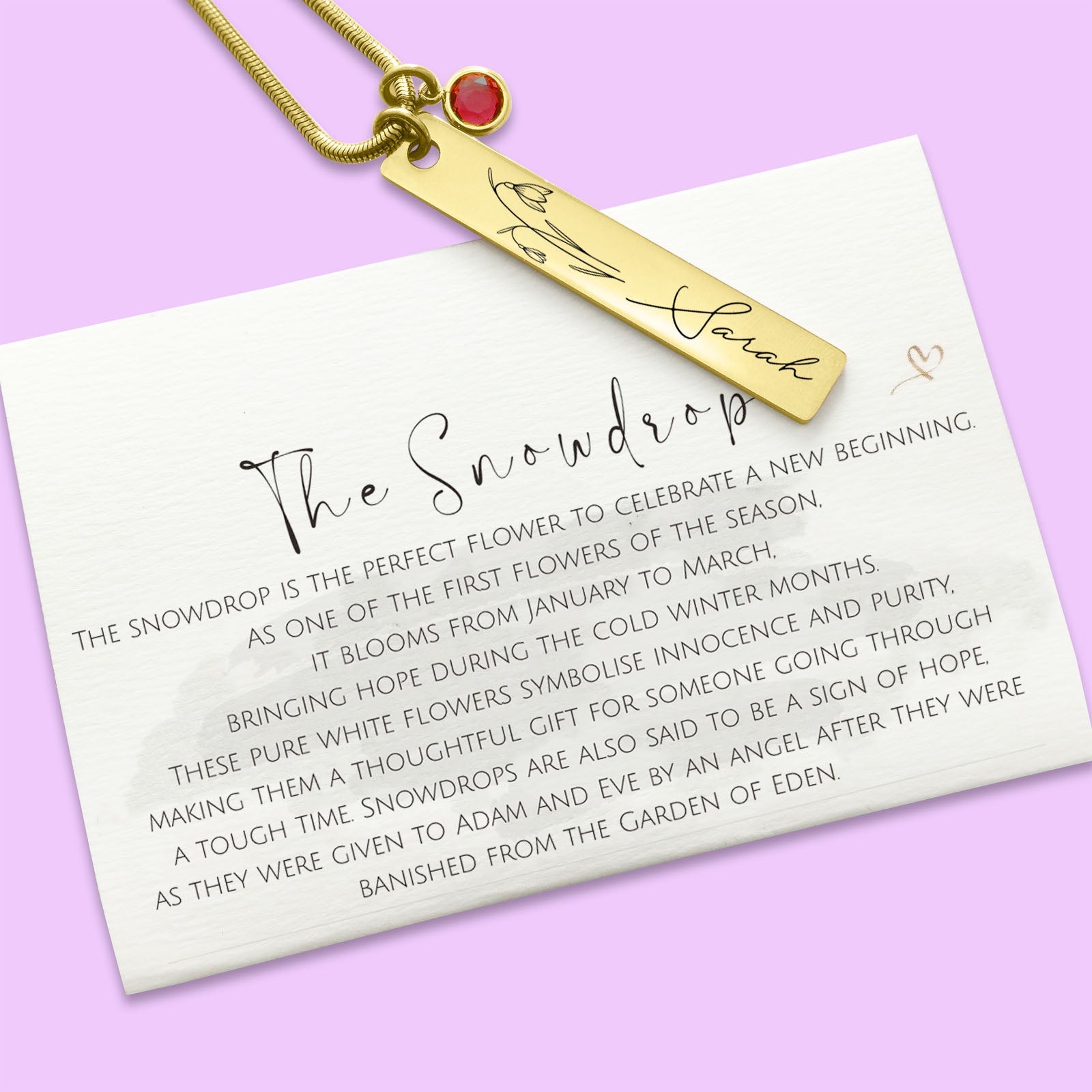 Birth Flower & Birthstone Personalised Necklace - ARTI by Belle Fever