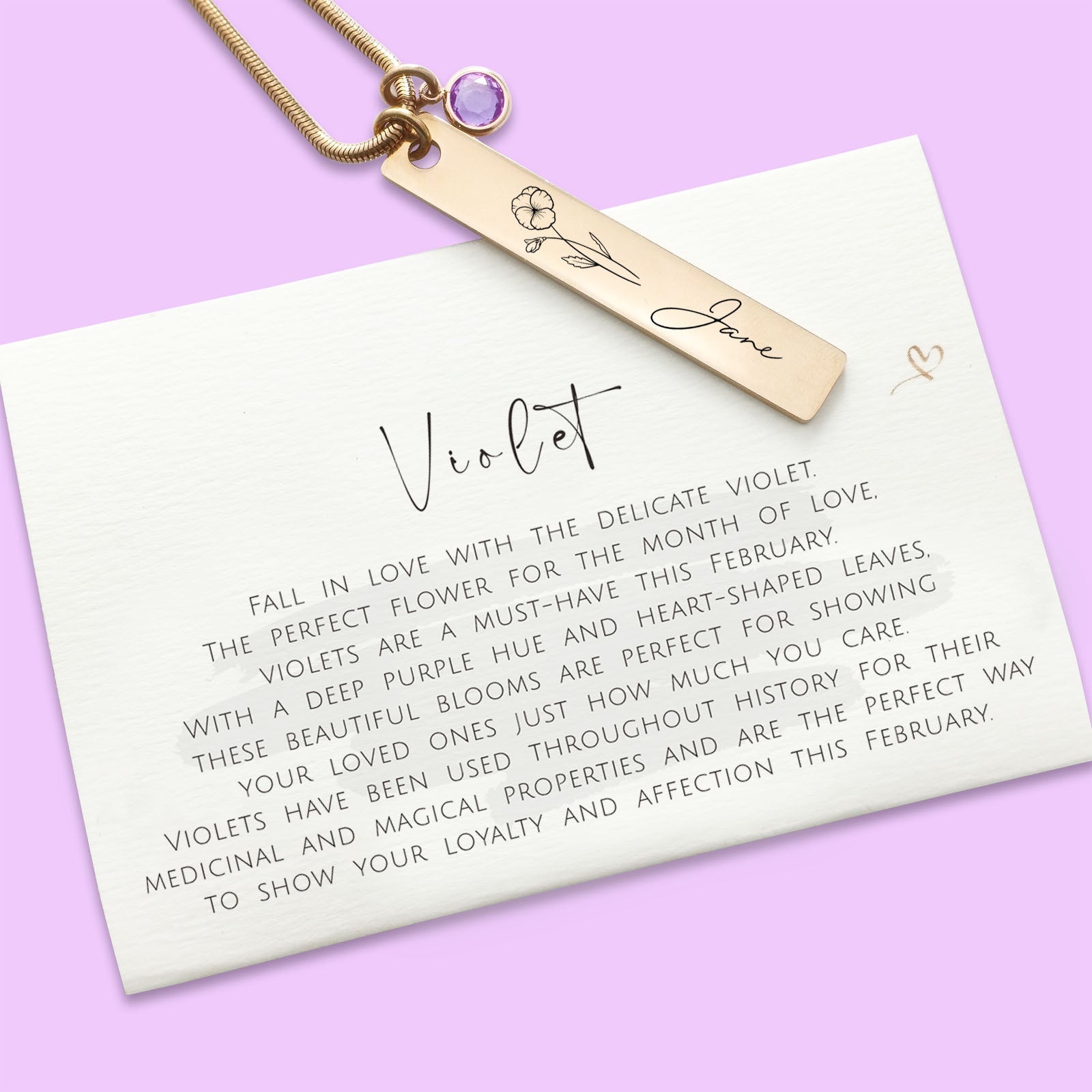Birth Flower & Birthstone Personalised Necklace - ARTI by Belle Fever