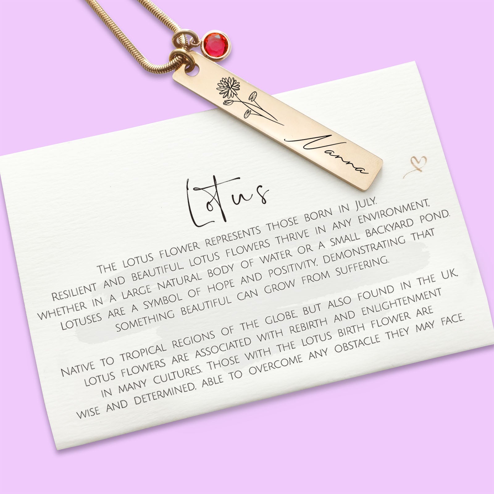 Birth Flower & Birthstone Personalised Necklace - ARTI by Belle Fever