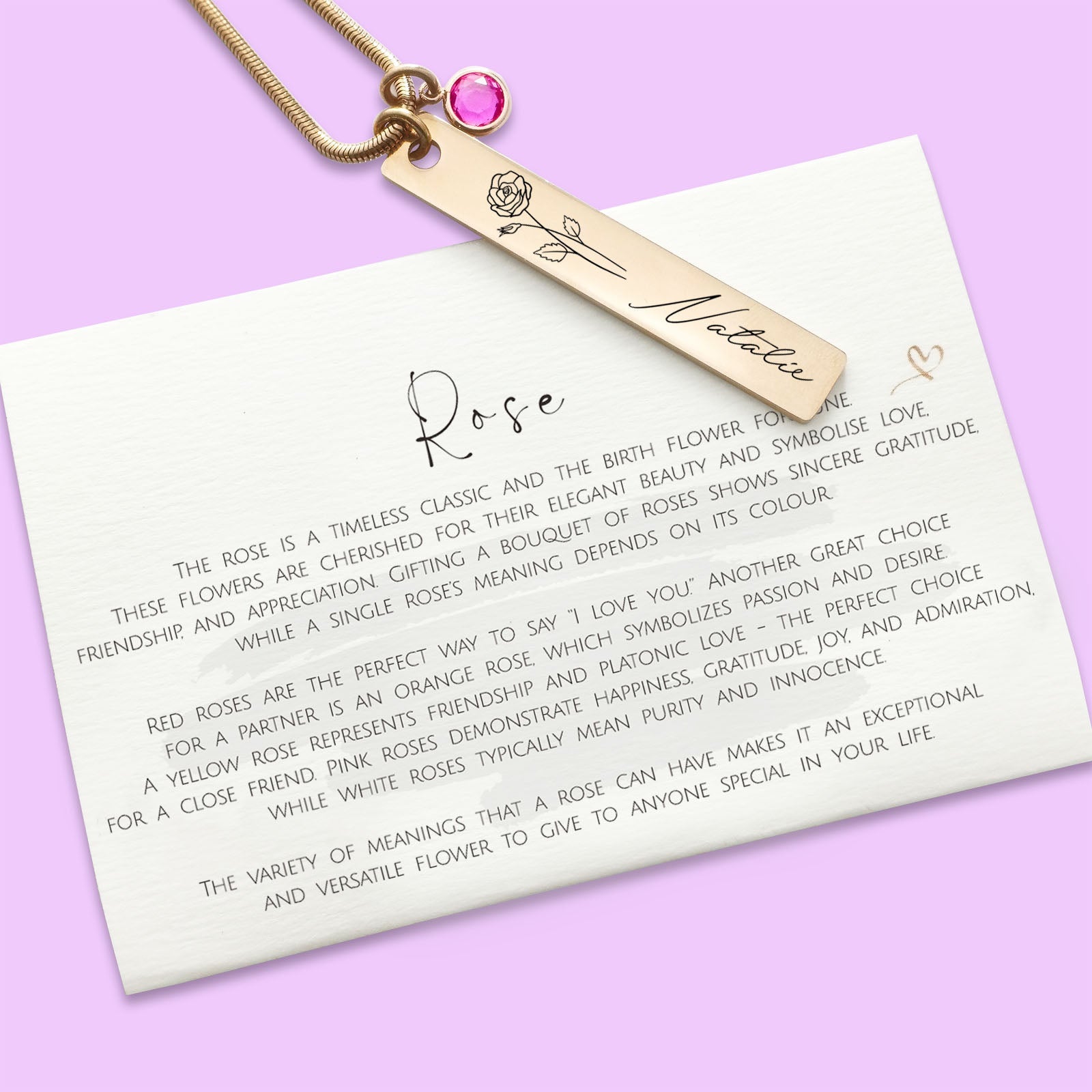 Birth Flower & Birthstone Personalised Necklace - ARTI by Belle Fever