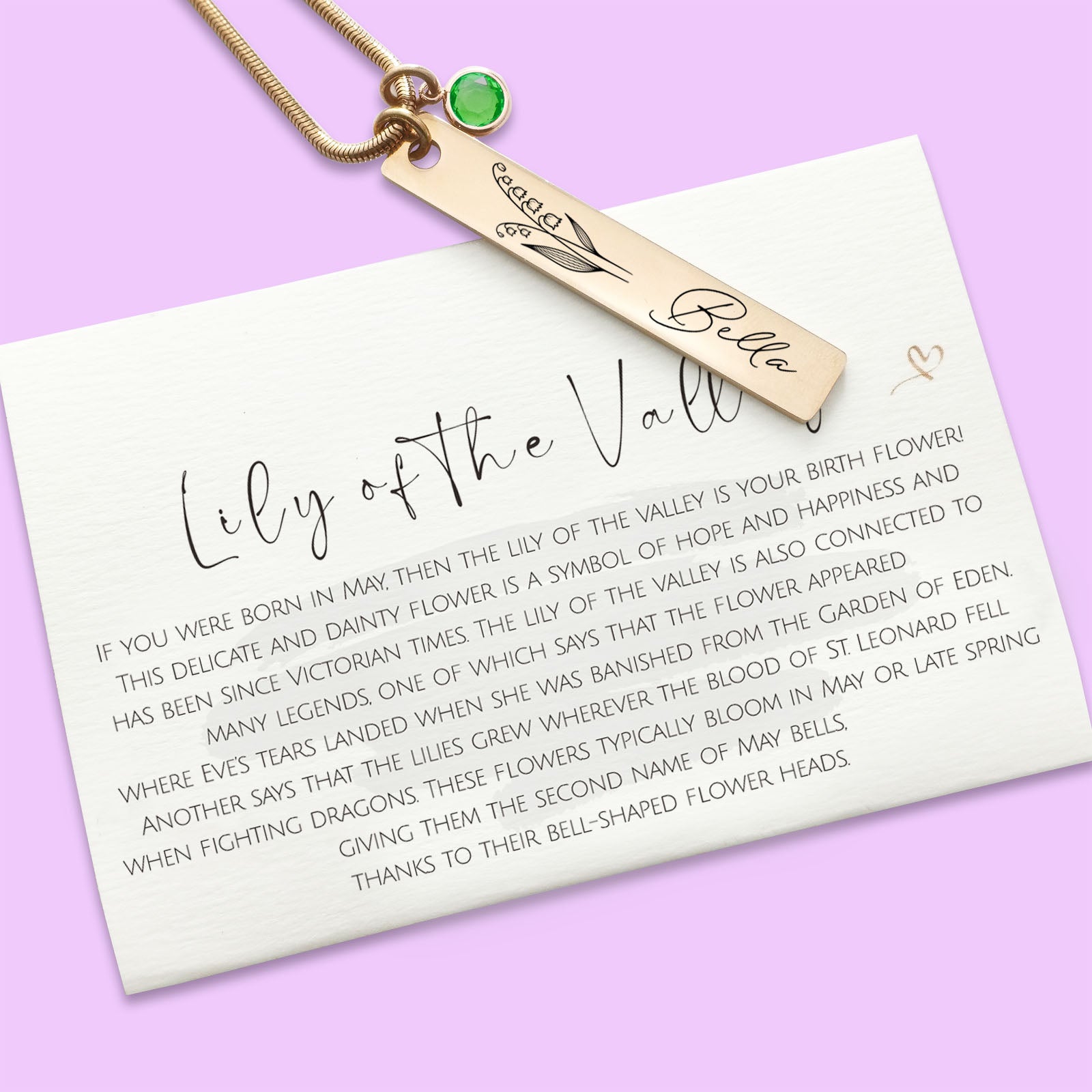 Birth Flower & Birthstone Personalised Necklace - ARTI by Belle Fever