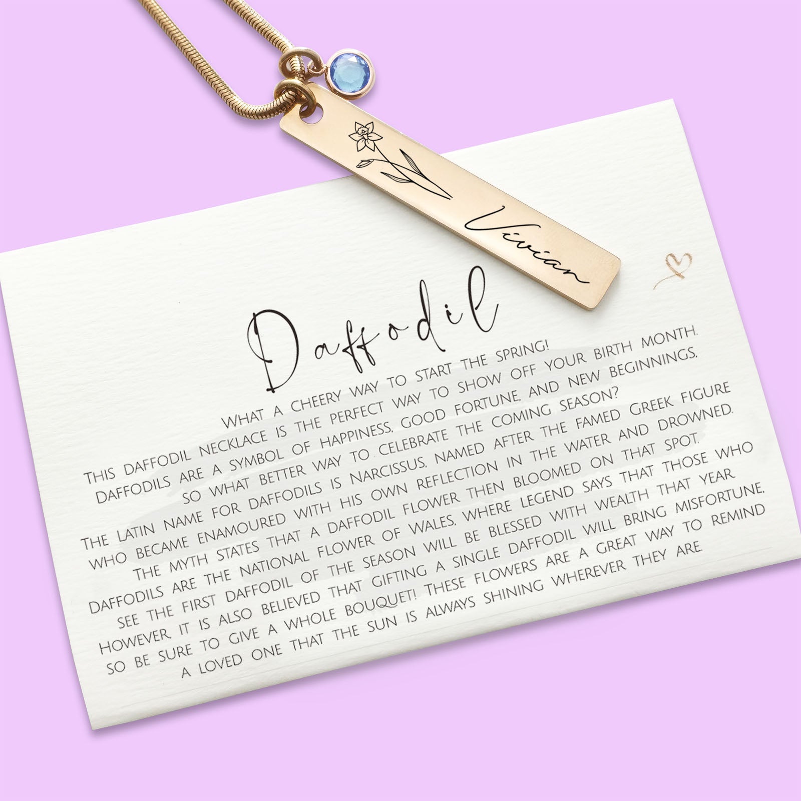 Birth Flower & Birthstone Personalised Necklace - ARTI by Belle Fever