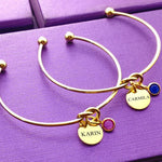 BUY ONE GET ONE Knot Bangle with Disc Charm & Birthstone - Deal