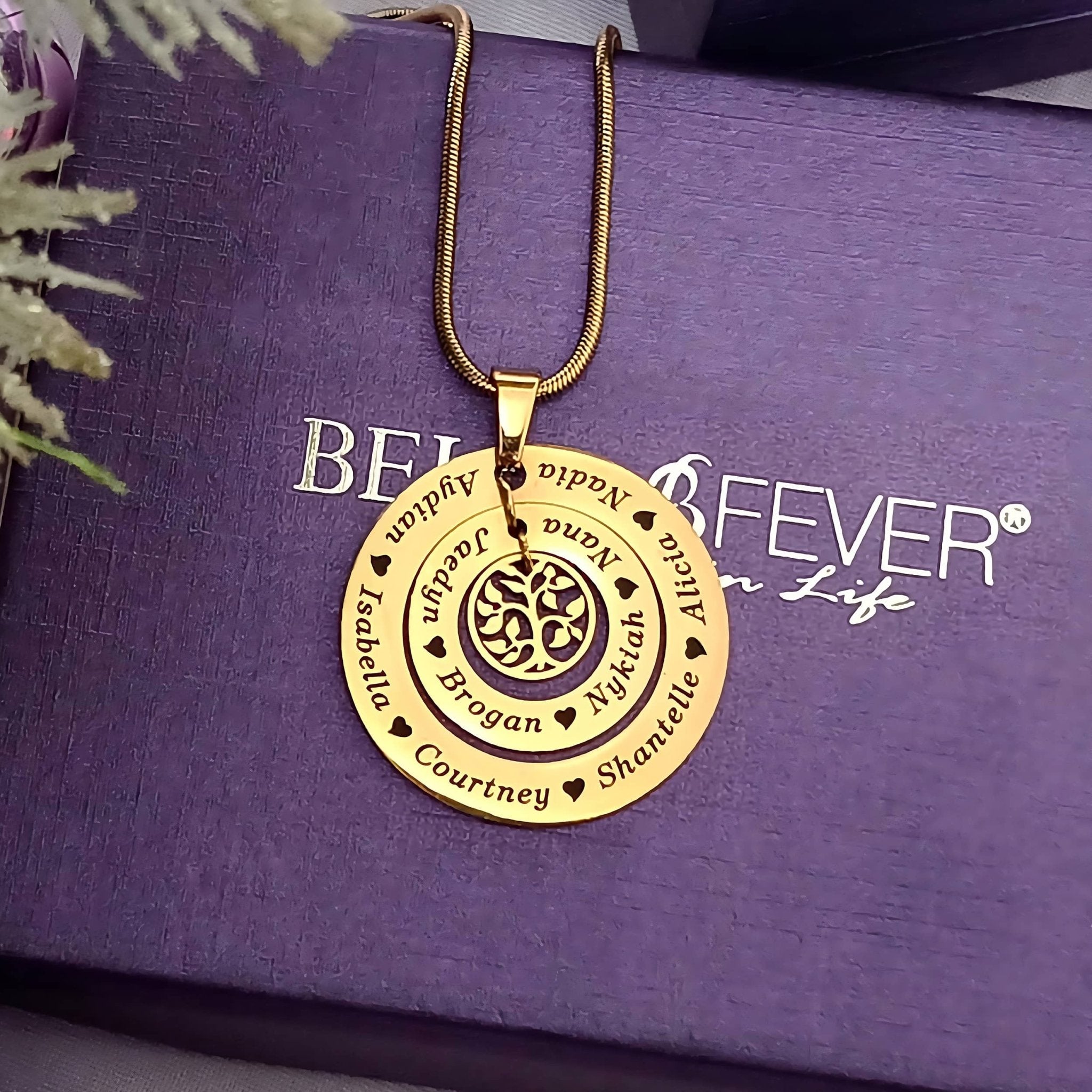 Circles of Loved Ones Tree Personalised Necklace - Family Tree Necklaces by Belle Fever