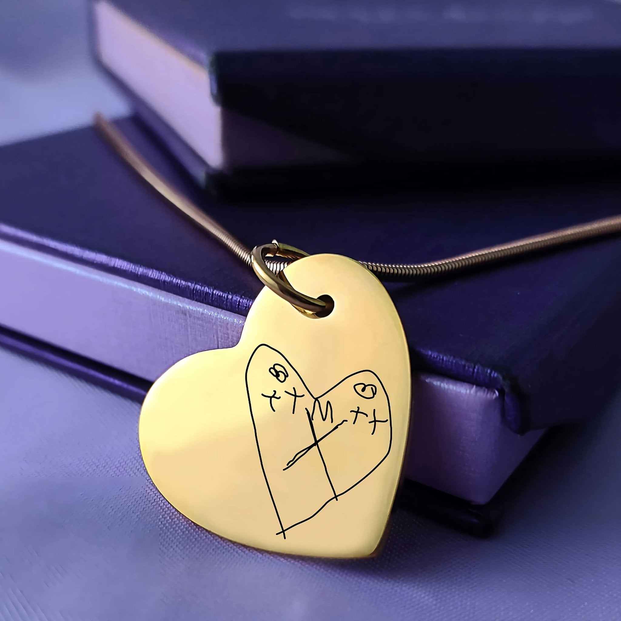 Custom Kids Drawing Heart Necklace - Kids Drawing Jewellery by Belle Fever