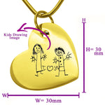 Custom Kids Drawing Heart Necklace - Kids Drawing Jewellery by Belle Fever