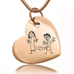 Custom Kids Drawing Heart Necklace - Kids Drawing Jewellery by Belle Fever
