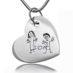 Custom Kids Drawing Heart Necklace - Kids Drawing Jewellery by Belle Fever