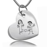 Custom Kids Drawing Heart Necklace - Kids Drawing Jewellery by Belle Fever
