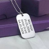 Dog Tag Necklace SINGLE - Mens Jewellery by Belle Fever