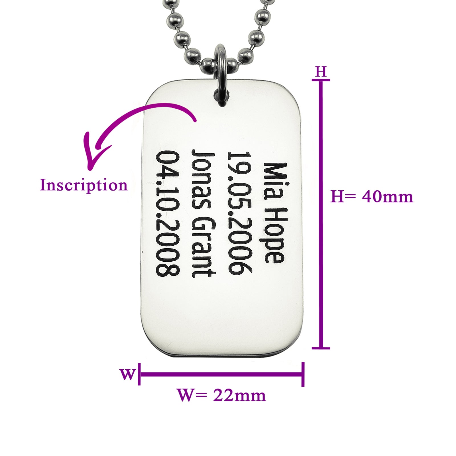 Dog Tag Necklace SINGLE - Mens Jewellery by Belle Fever