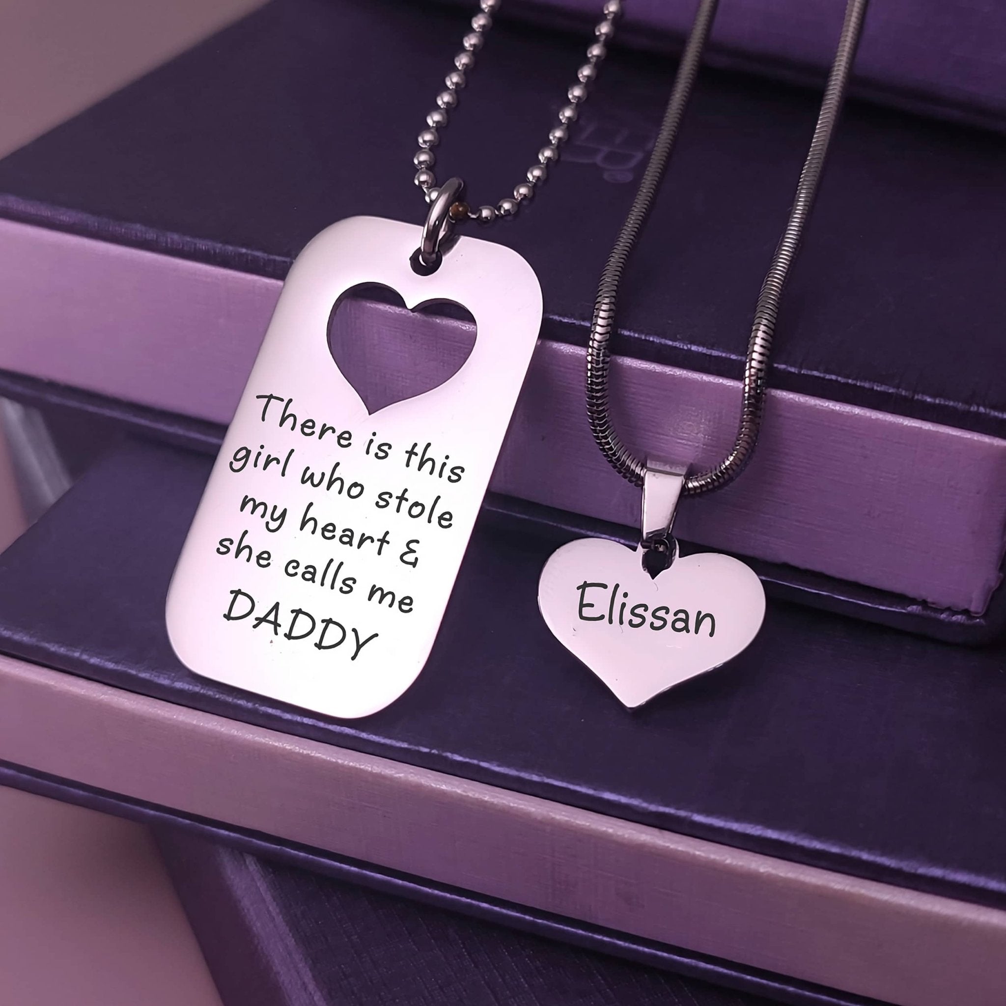 Personalised Father Daughter Stolen Heart Dog Tag Finest