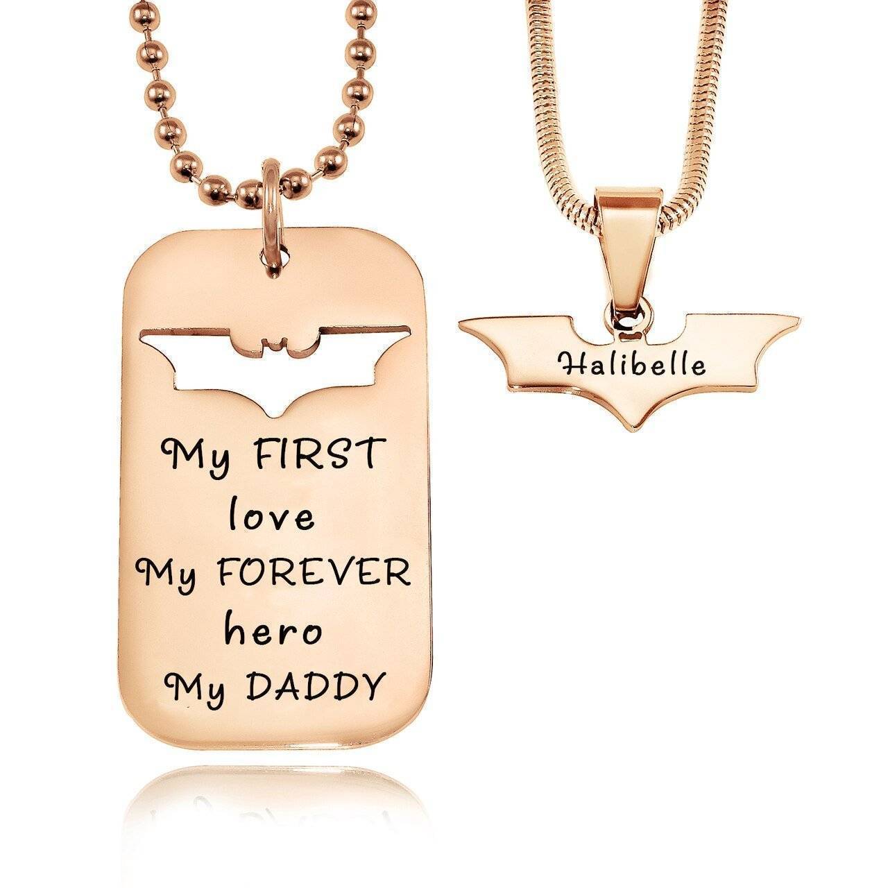 Dog Tag Super Hero Bat - Two Necklaces - Mens Jewellery by Belle Fever