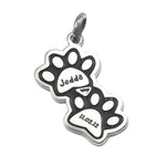 Double Mini Paw Prints Charm for Keyring - Keyrings by Belle Fever