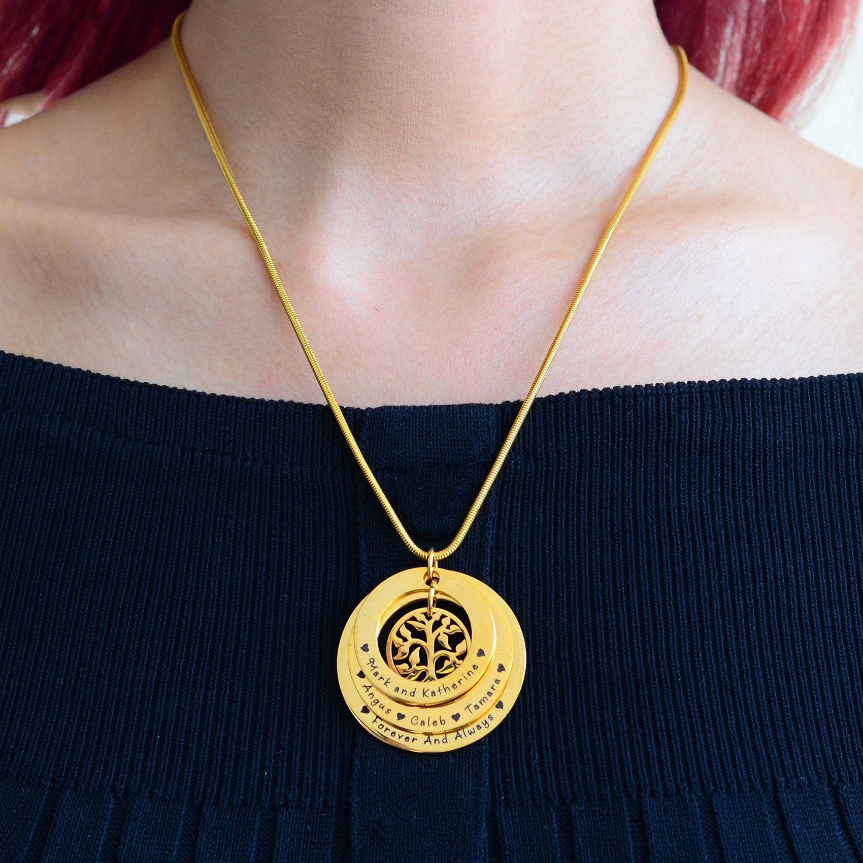 Family Triple Love Necklace - Family Tree Necklaces by Belle Fever
