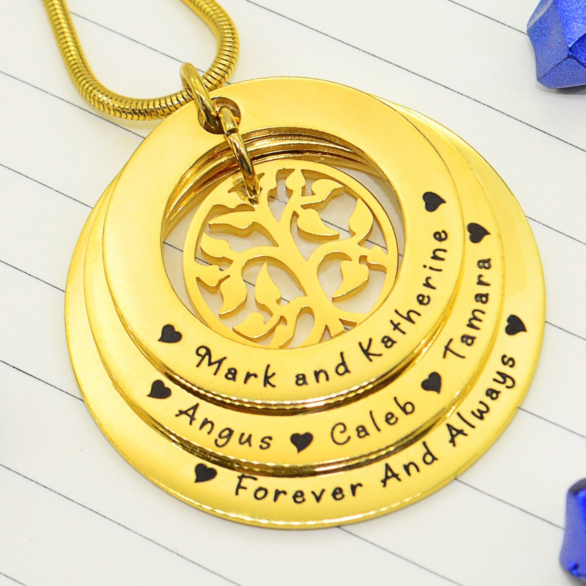 Family Triple Love Necklace - Family Tree Necklaces by Belle Fever