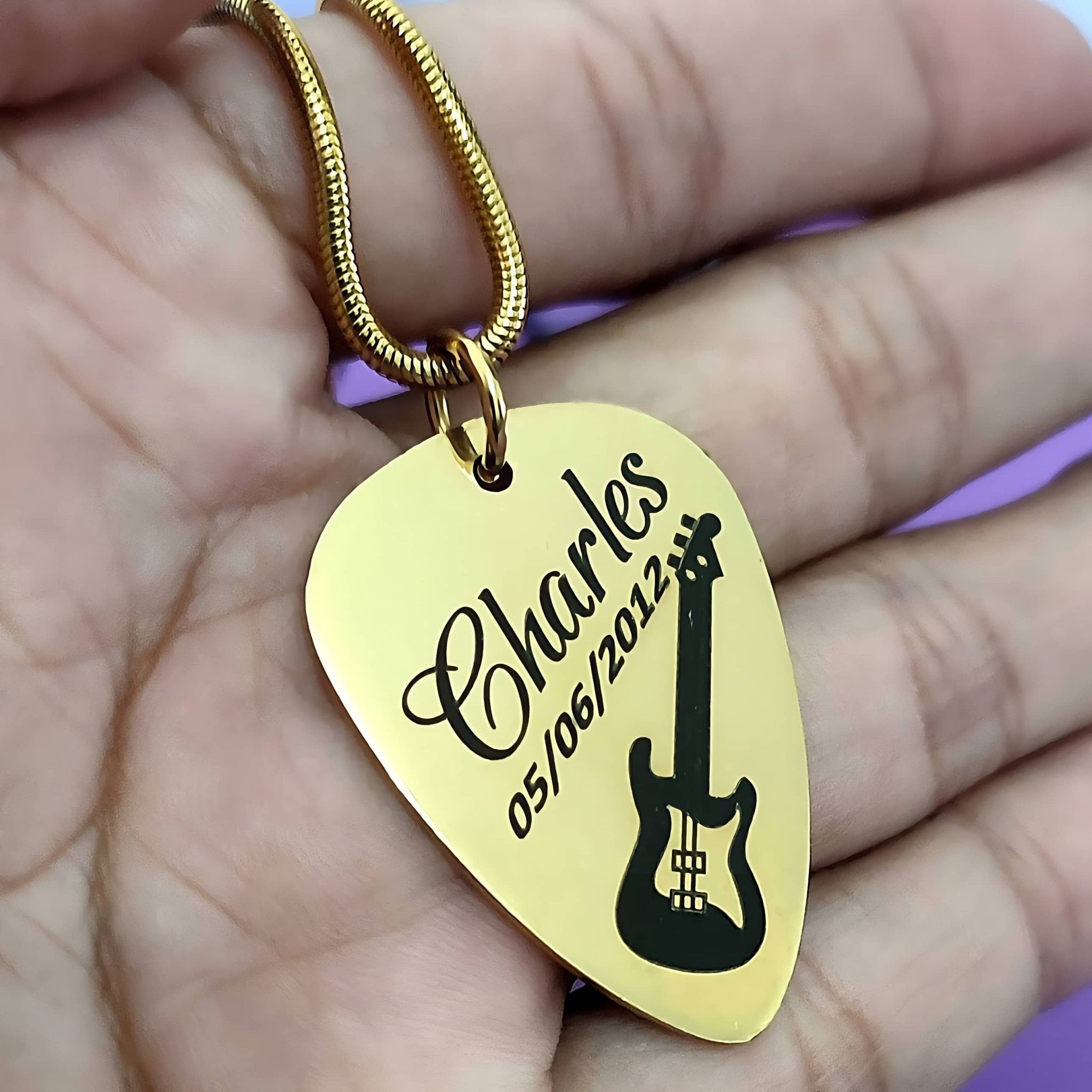 Guitar Pick Name Necklace - Name Necklaces by Belle Fever