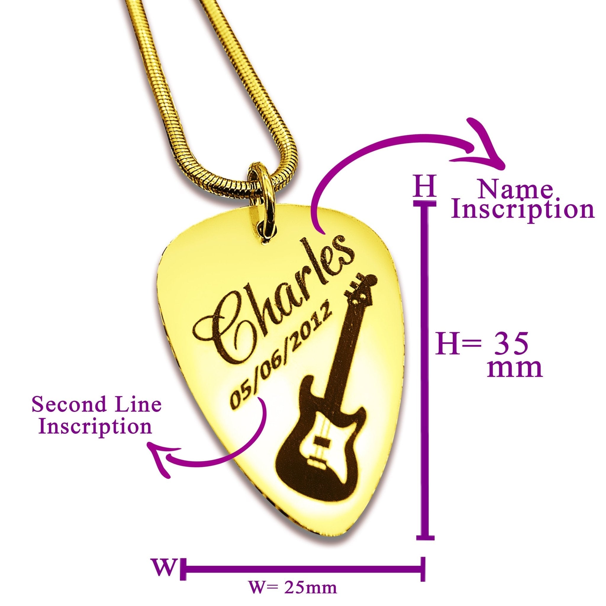 Guitar Pick Name Necklace - Name Necklaces by Belle Fever