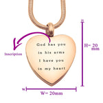 Heart Personalised Cremation Necklace - Memorial & Cremation Jewellery by Belle Fever