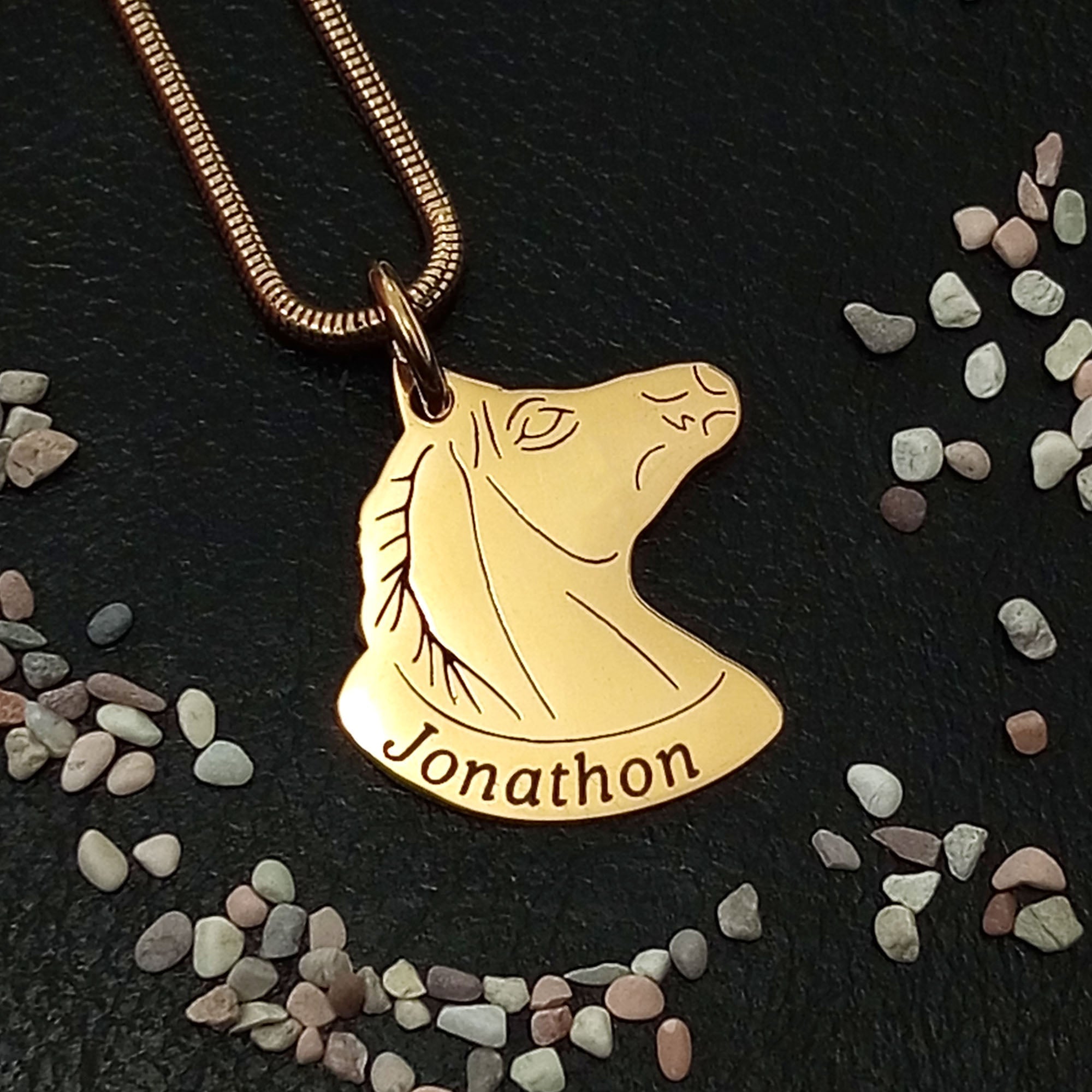 Horse Head Name Necklace - Name Necklaces by Belle Fever