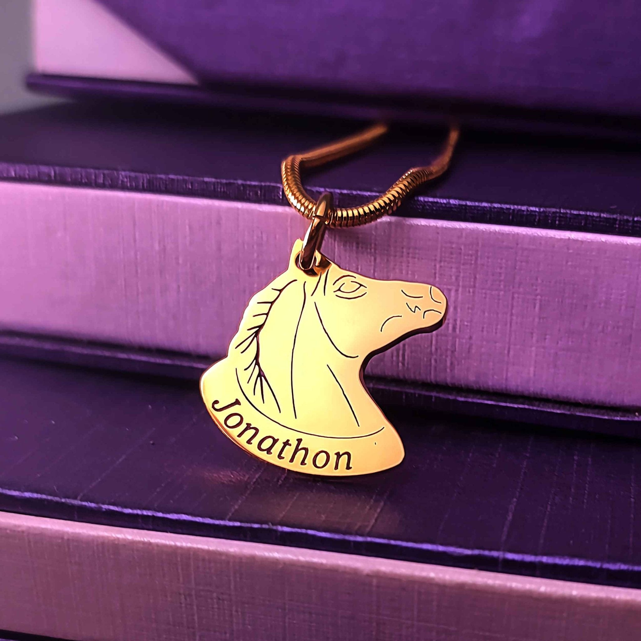 Horse Head Name Necklace - Name Necklaces by Belle Fever