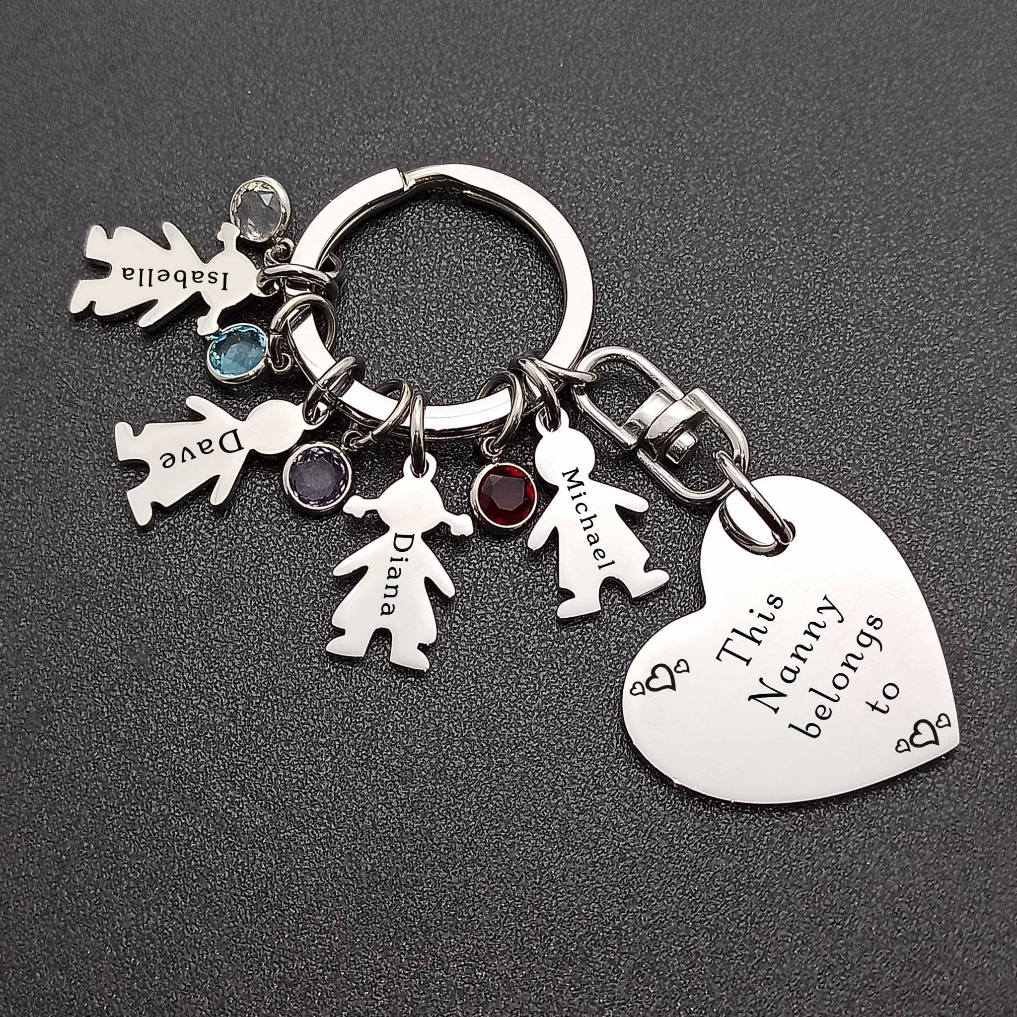 Kids Love Heart Keyring - (1 Silver Child Charm Included) - Keyrings by Belle Fever
