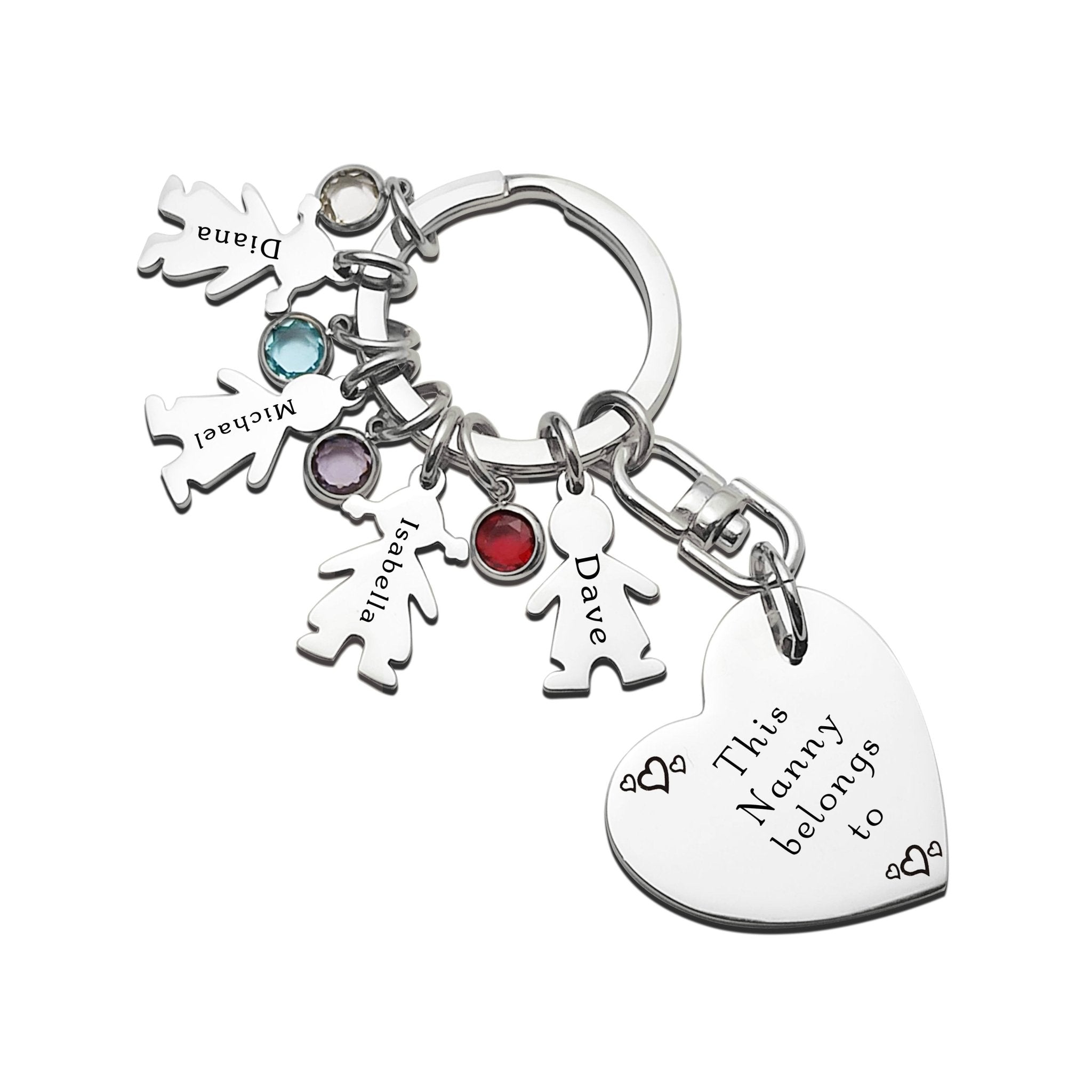 Kids Love Heart Keyring - (1 Silver Child Charm Included) - Keyrings by Belle Fever